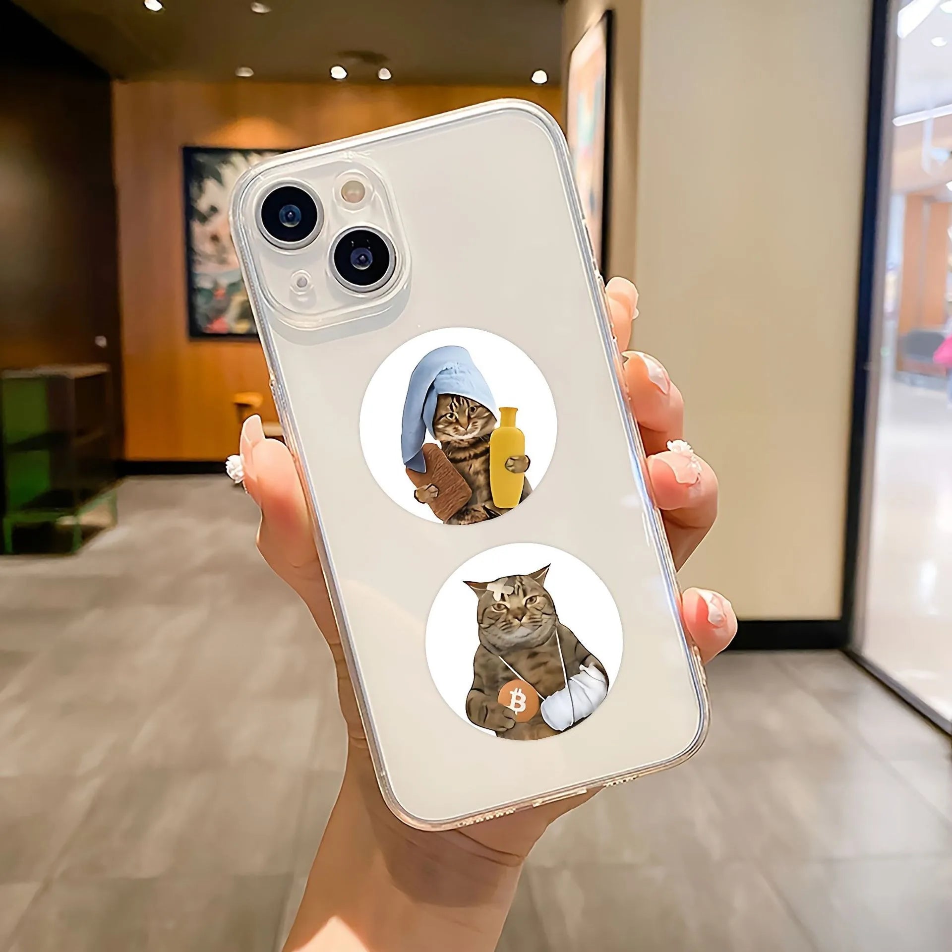 Funny Cat Cartoon Sticker Roll | 100pcs Animal Stickers for Photocard Decor close-up view