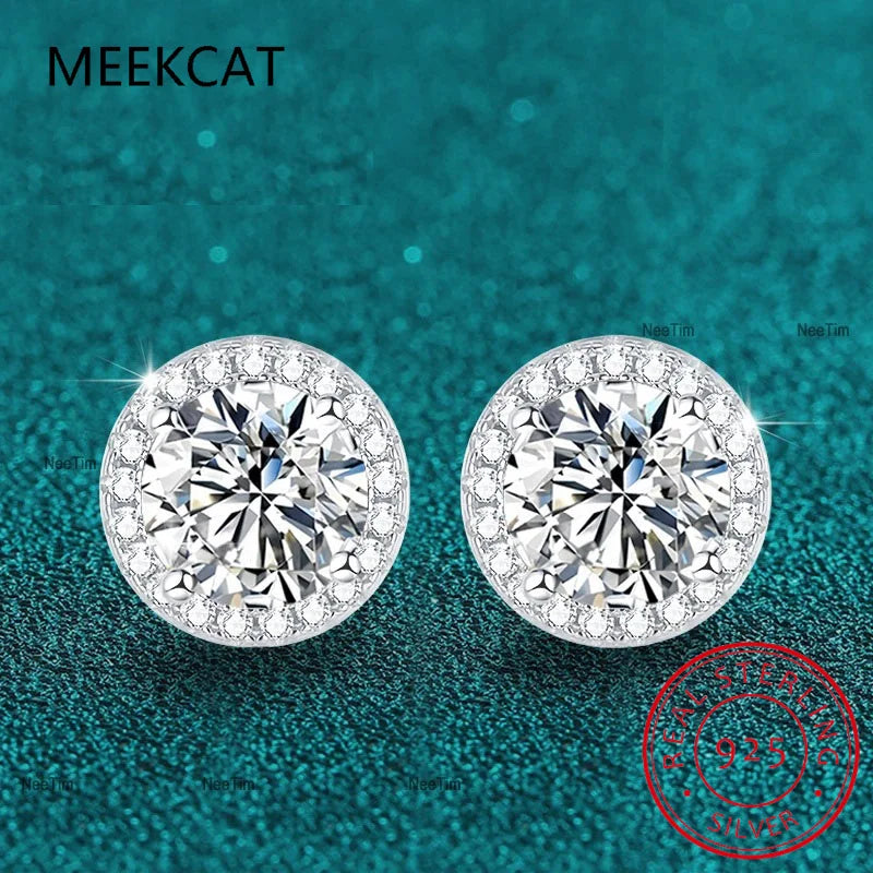 0.5-2CT Moissanite Stud Earrings for Women Sparkling Lab Diamond Sterling Silver S925 Wedding Party