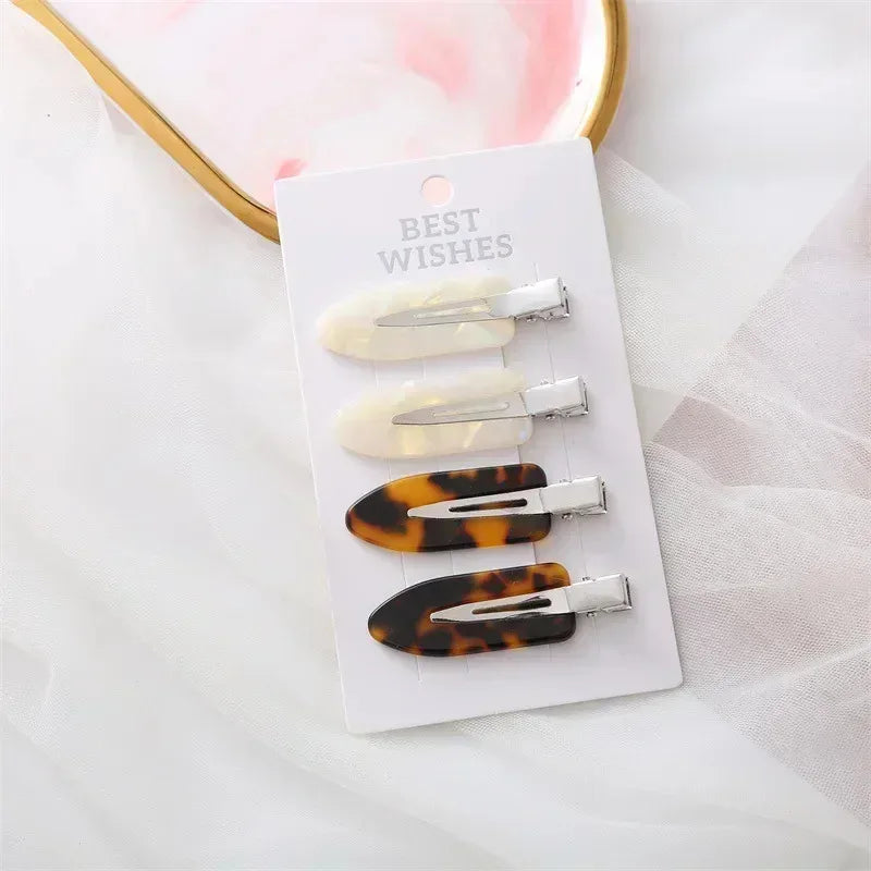 Women 2/3/4pcs Korean Fashion Gold White Pink Glitter Hair Pin Acetate Make Up Hair Clips Headwear Girls Hair Accessories