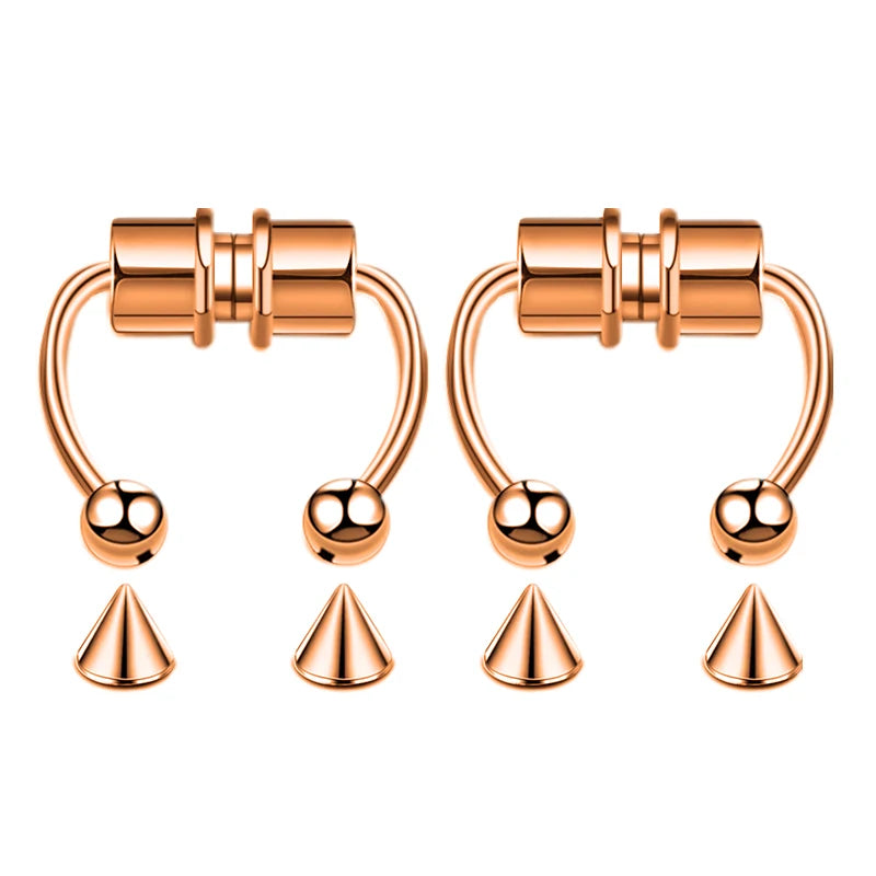 Stainless Steel Magnet Fake Nose Ring Hoop Fake Piercing Hoop Septum Rings For Wome additional angle