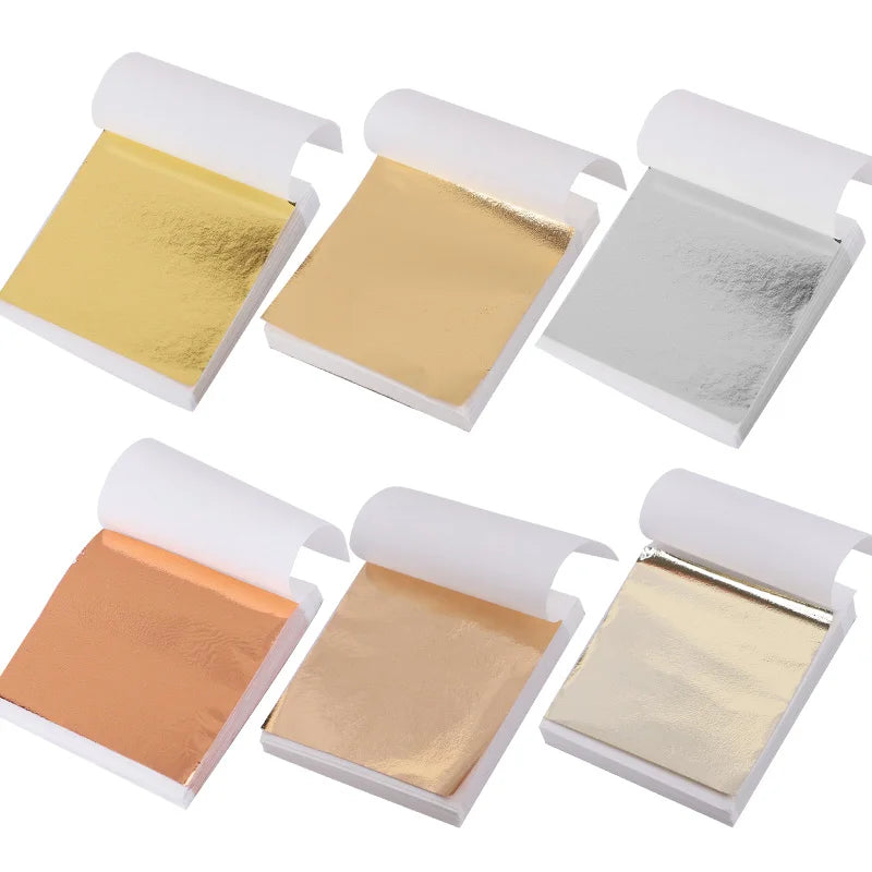 100Pcs Imitation Gold Foil Paper Leaf Sheets for Gilding Funiture Lines Wall Craft Ho alternate view