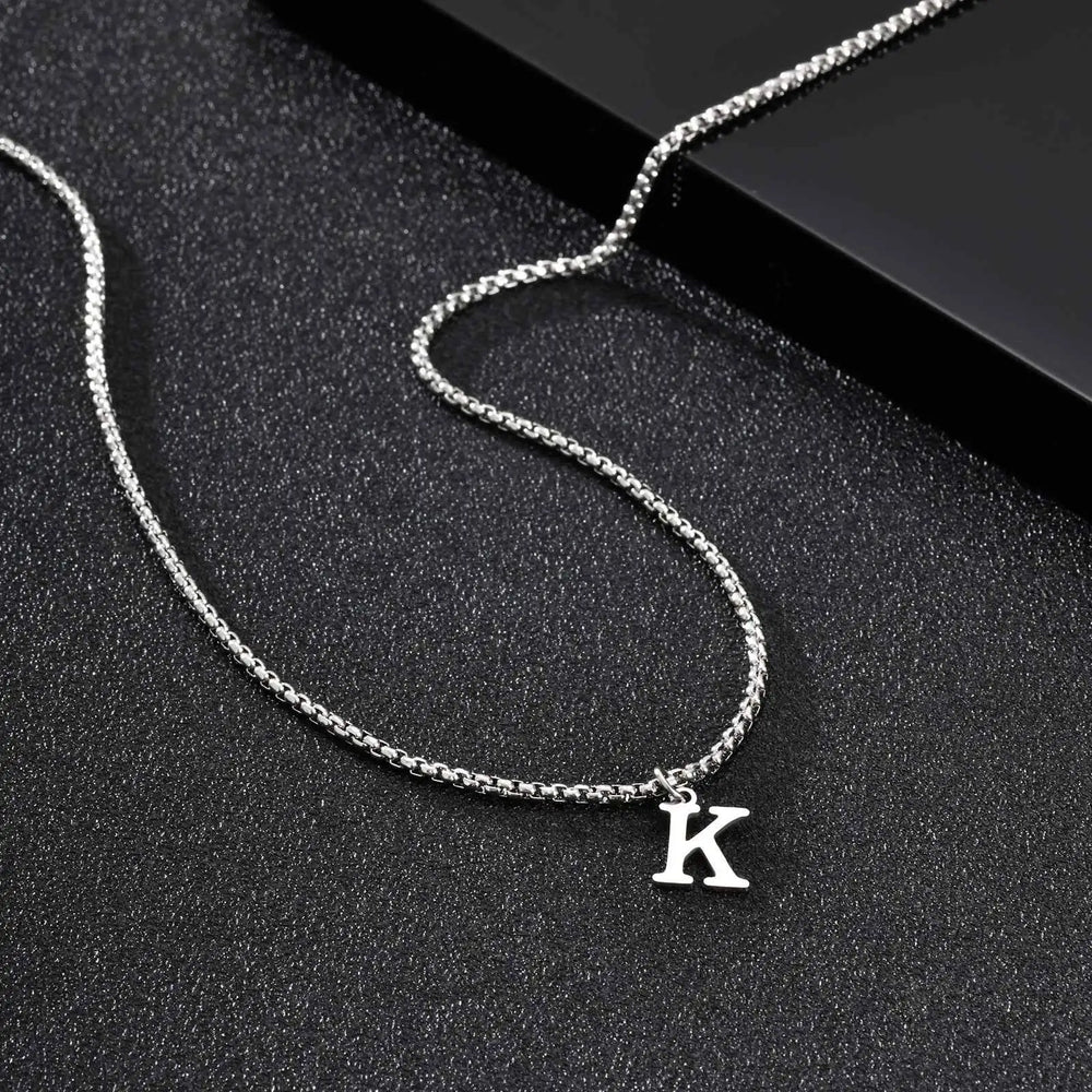 Simple Stainless Steel Initials Letters Necklace for Men Women,Hip Hop Gold Silver Col close-up view