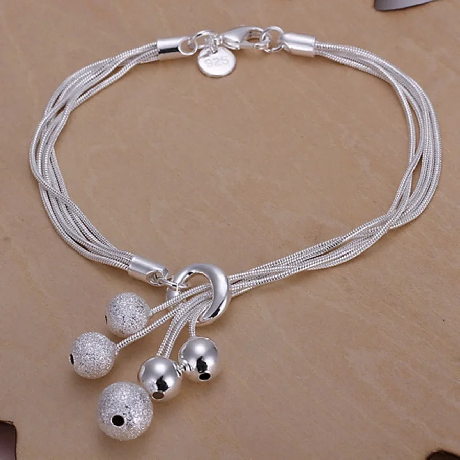 Fine 925 Sterling Silver Noble Nice Chain Solid Bracelet for Women Men Charms Party additional angle