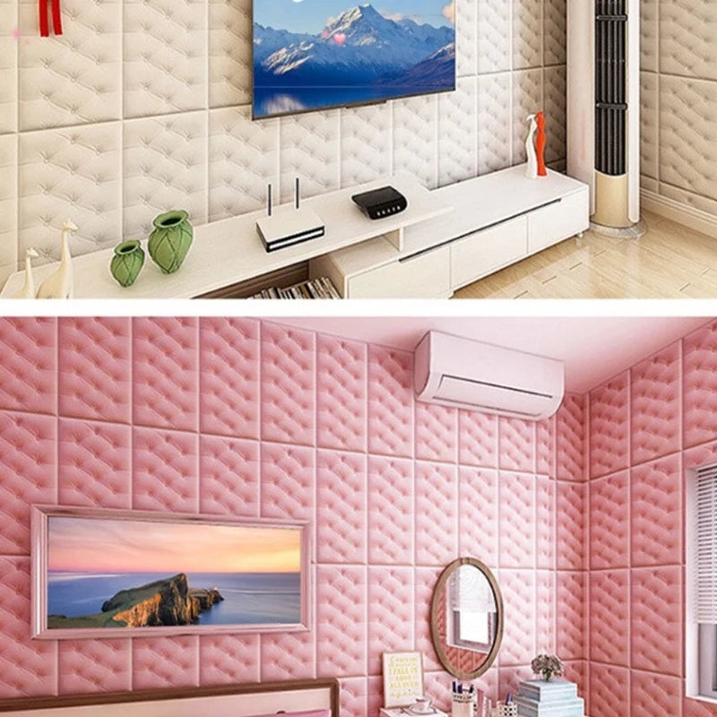 Anti-collision Foam Wallpaper Bedside Sticker | Self-adhesive Soft 3D Wall Padding for close-up view
