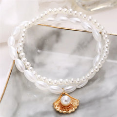 Modyle New Fashion Bohemian Simulated Pearl Chain Wedding Anklet Bracelet for Women G alternate view