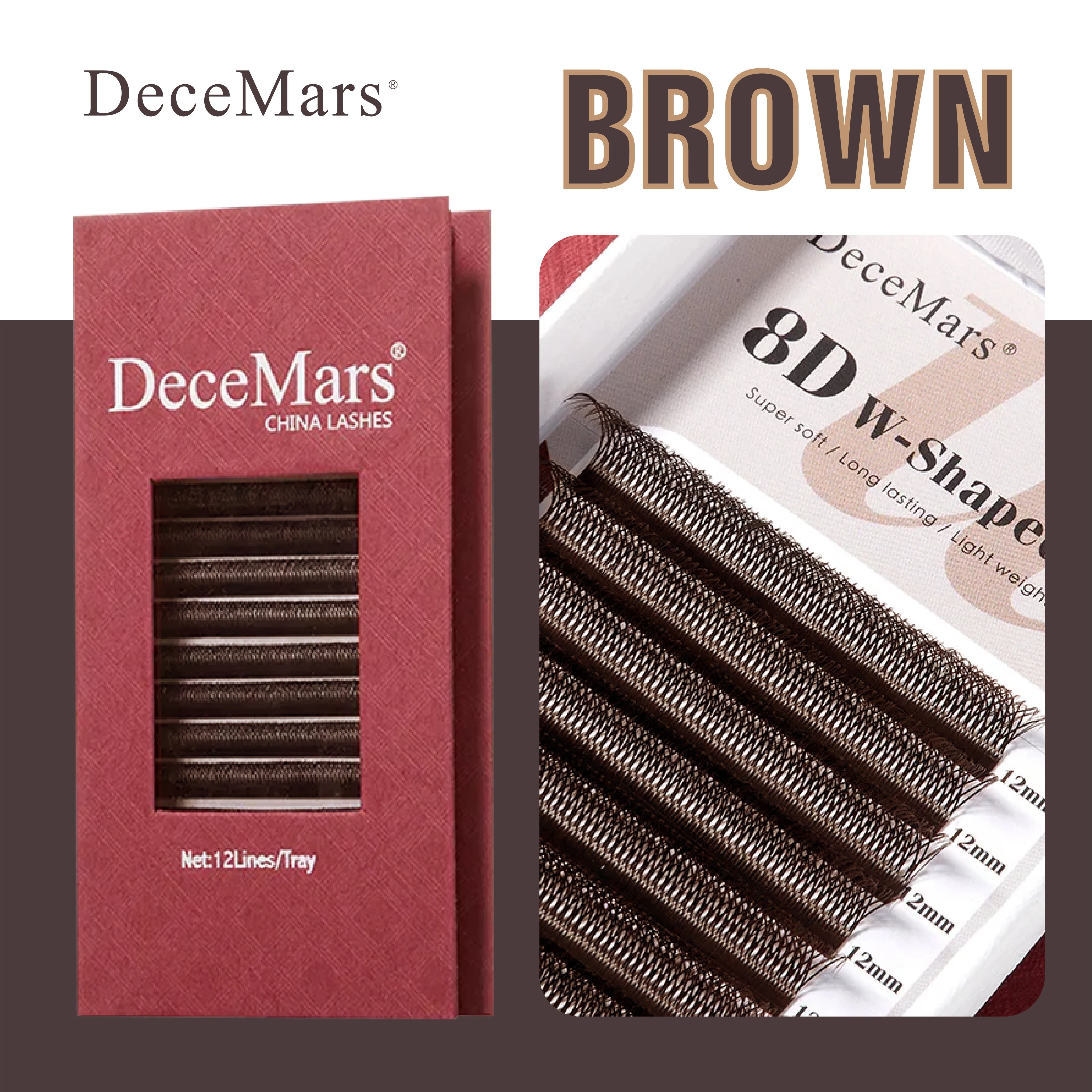 DeceMars 8D W Shaped Eyelash Extension Tray | Salon-Grade Volume Lashes detail view