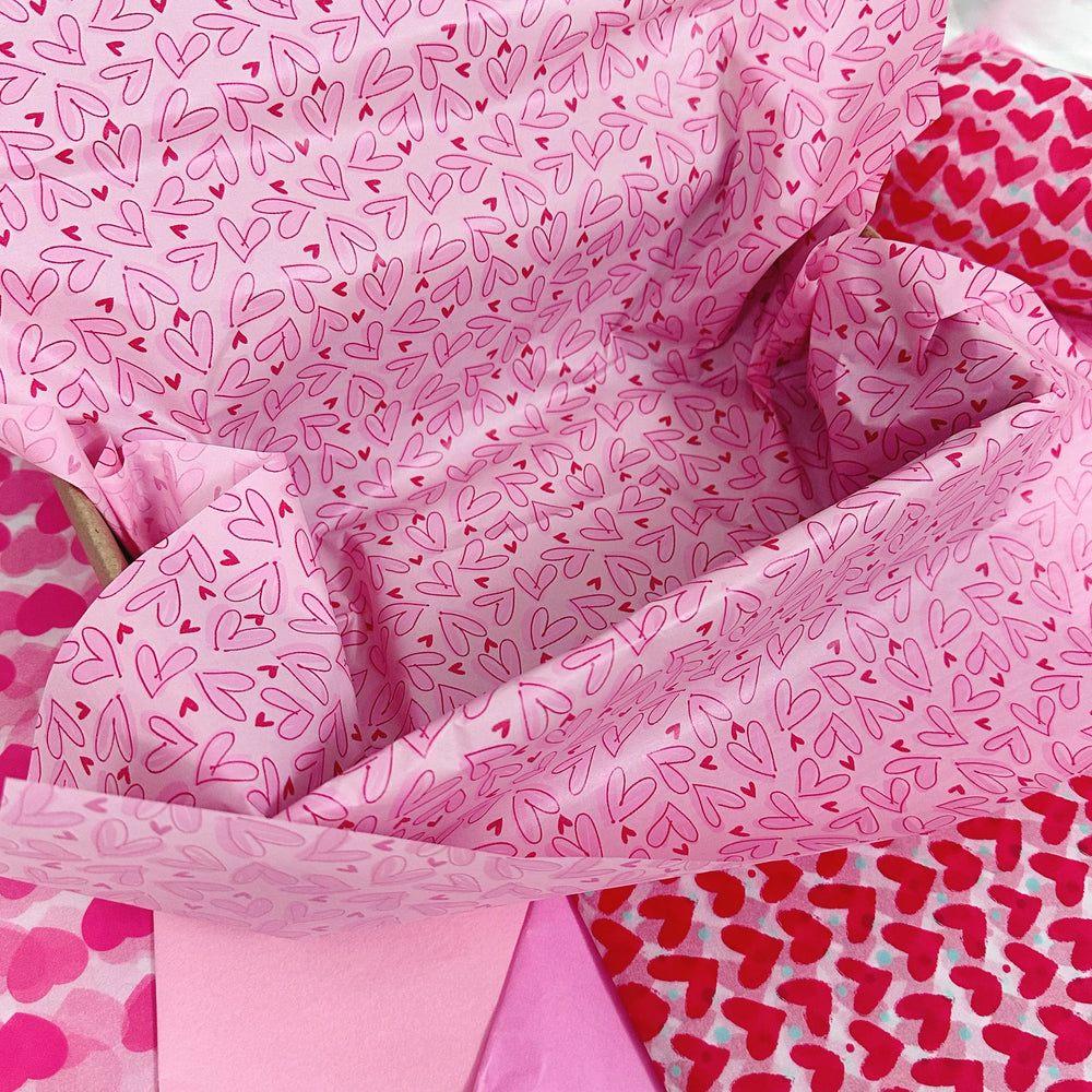 30 Red Heart Snowflake Gift Wrapping Paper | 50x35cm Wedding Valentine Birthday Packin close-up view