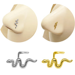 1Pc Stainless Steel L Shape Nose Bone Stud Women Snake Design Nose Ring Labret Lip Ring Nose Piercin