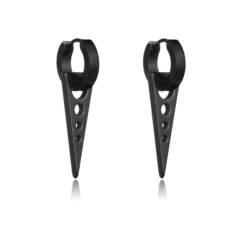 Punk Stainless Steel Stud Earrings Set | Unisex Hip Hop Piercing Jewelry detail view