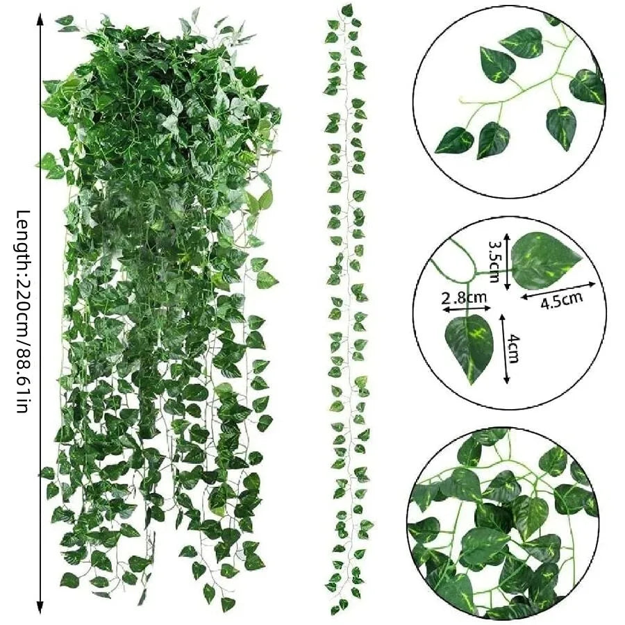 4/10M Artificial Plant Green Ivy Leaf Garland additional angle
