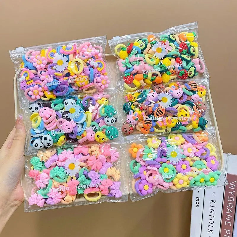 10/20Pcs/Set Cute Cartoon Rubber Elastic Hair Bands Girls Not Hurt Hair Small Scrunchie detail view