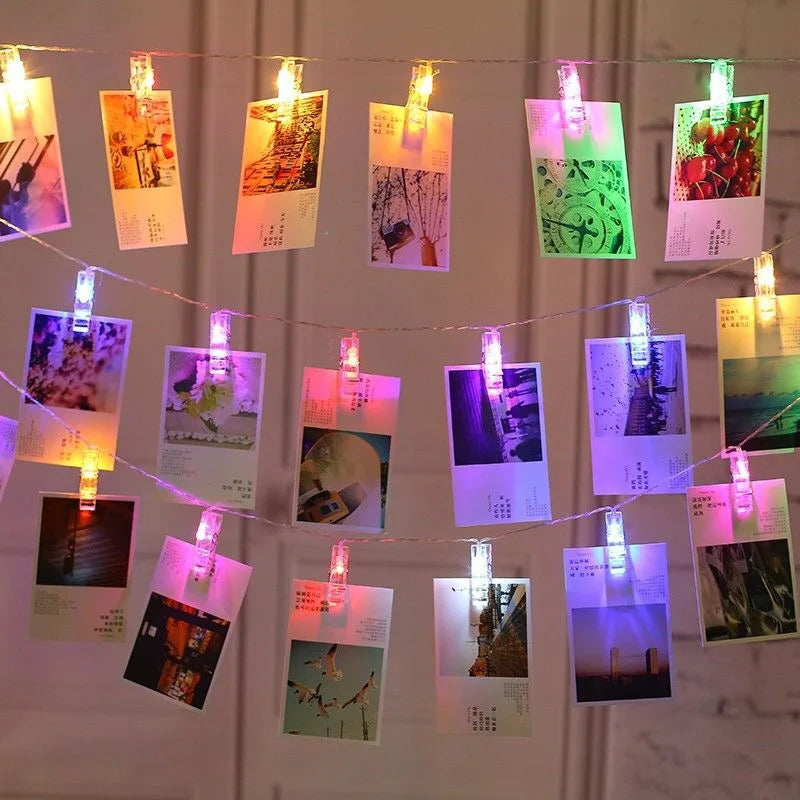 LED Photo Clip Fairy String lights Card Holder Garland lamp for Christmas Wedding P additional angle