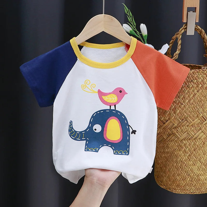 Kids Cartoon Cotton T-Shirt – Soft Summer Tee for Babies and Toddlers, Unisex Casua additional angle