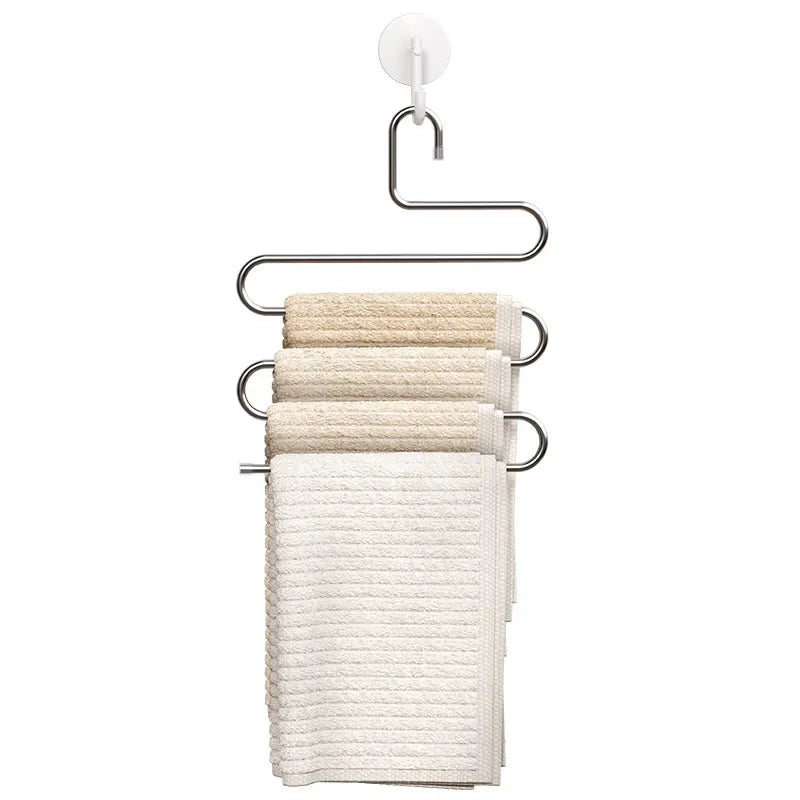 5-Layer Stainless Steel Pant Rack | Multifunctional Non-Slip Clothes Hanger lifestyle view