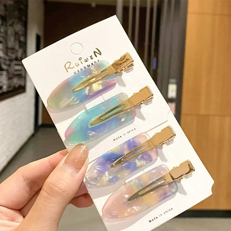 Set 4/2 Pcs No Bend Crease Seamless Hair Clips Fringe Hairpin Duckbill Clip Makeup Bangs Fixed Side Bangs Salon Styling Headwear