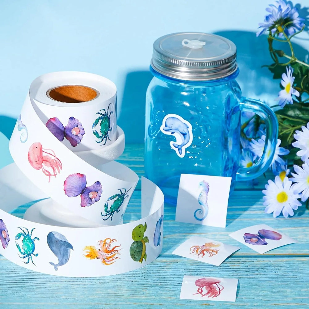 100-500 Animal Stickers Roll | Small Decorative Labels for Photocards and Gifts alternate view
