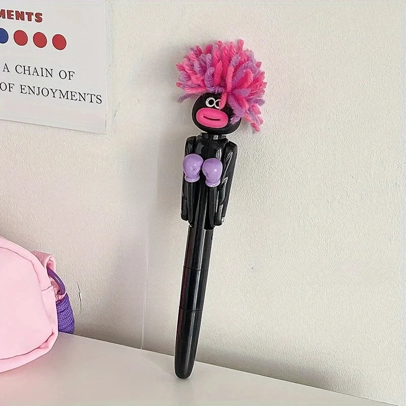 Furry Mechanical Boxing Stress Relief Pen Cartoon Funny Big Mouth Ballpoint Pen Off additional angle