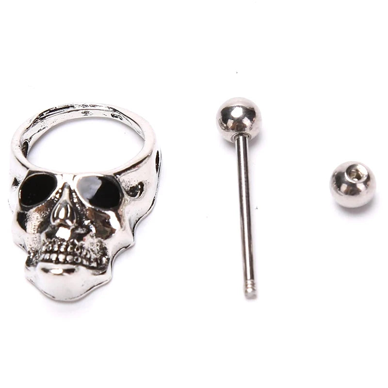 Hot! Skull Bars Nipple Ring Piercing Bar Stainless Steel Barbell Body Breast Jewelry detail view