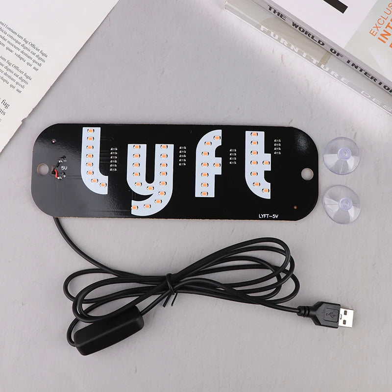 LED Taxi Signal Light for Lyft Logo | USB Cab Panel Indicator with Suction Cups alternate view