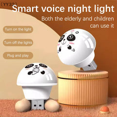 USB Panda Smart Voice Control Night Light | AI-Enabled Bedside and Camping Lamp