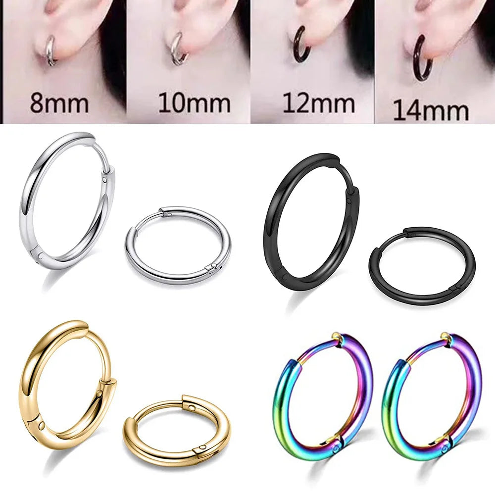 2022 New Simple Stainless Steel Small Hoop Earrings for Women Men Cartilage Ear Pierc alternate view