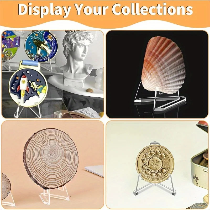 30PCS Acrylic Coin Display Stand Transparent Triangle Business Cards Photos Small P additional angle