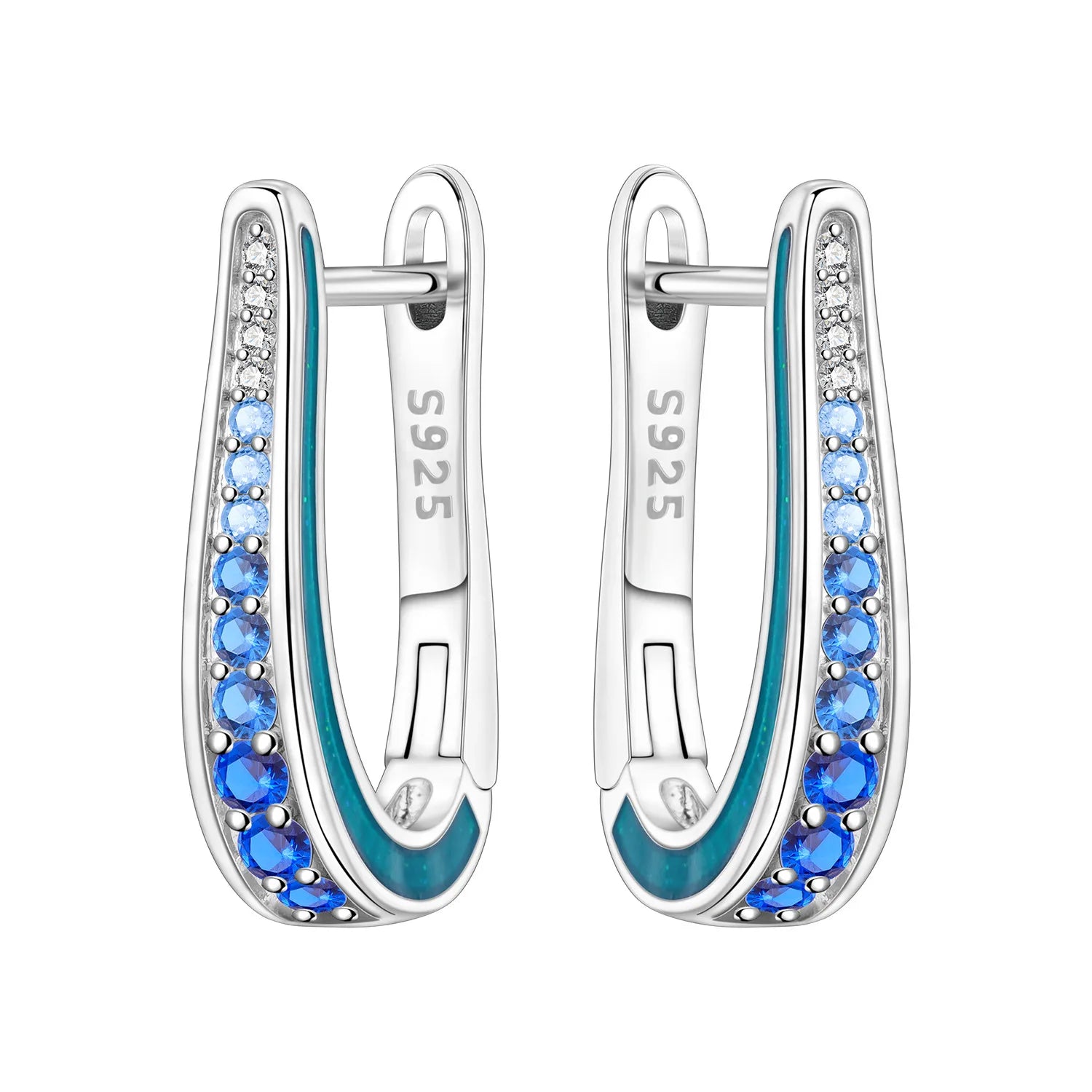 PANPOKI S925 Sterling Silver Purple Zircon Series Earrings Hoop Earrings For Women additional angle