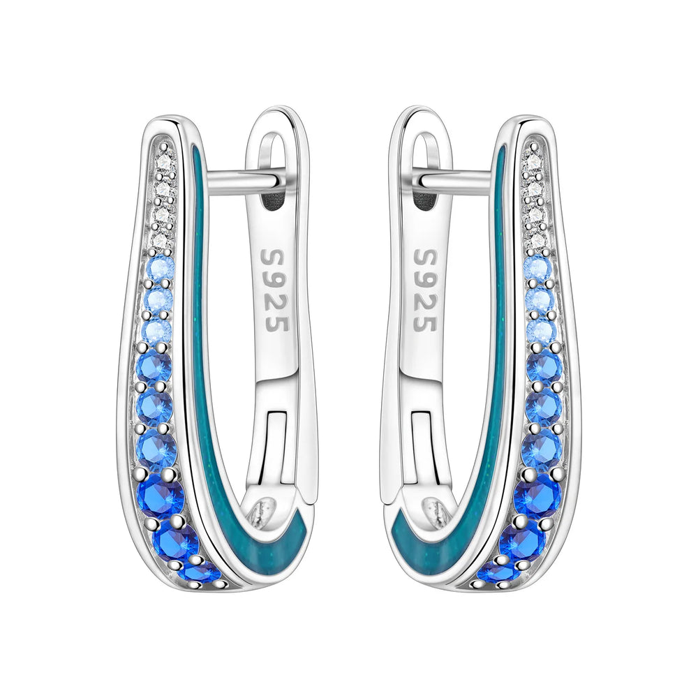 PANPOKI S925 Sterling Silver Purple Zircon Series Earrings Hoop Earrings For Women additional angle