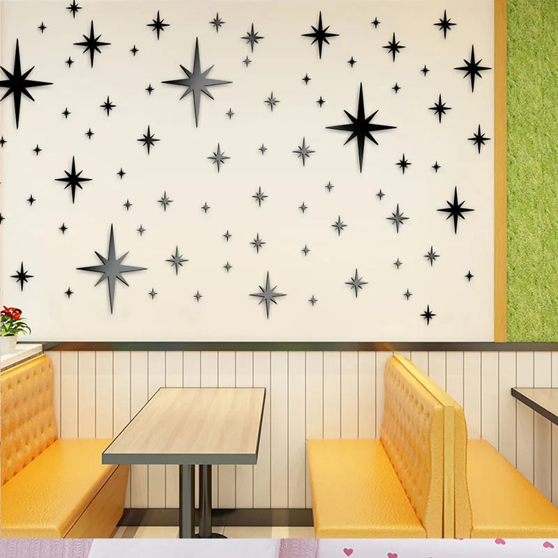82pcs Acrylic Star Mirror Wall Sticker | Self-Adhesive Wall Decor Set alternate view