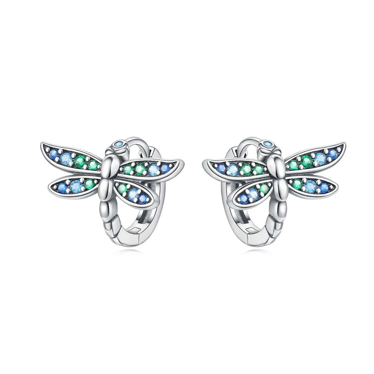 PANPOKI Original 925 Sterling Silver Purple Butterfly Insect Earrings Women Hoop Earring detail view