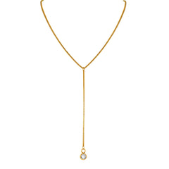 Golden Color Lariat Necklace for Women, Dainty Y Shape Layered Long Necklaces, CZ Dro alternate view