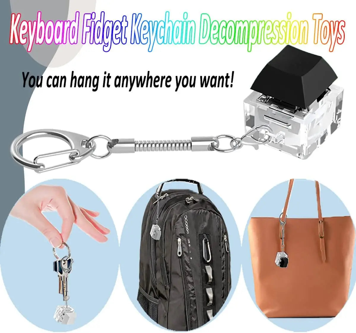 Keyboard Fidget Keychain Decompression Toys Keyjcap Clicker Fidget Toy Stress Relief Fin detail view