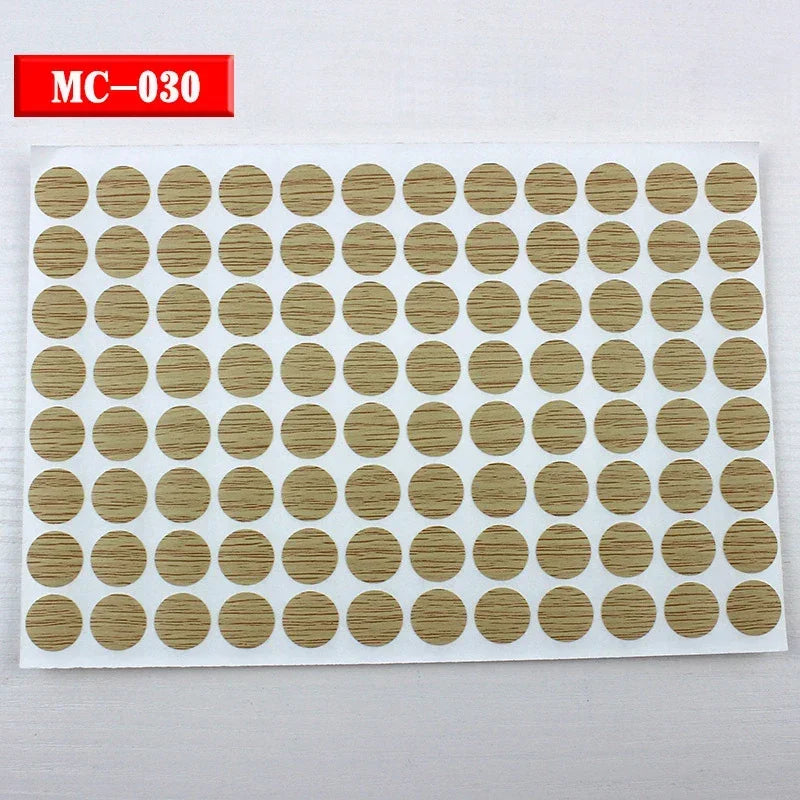 96Pcs 15mm Wood Furniture Screw Cap Covers | Self-Adhesive Hole Stickers for Desk Cabine detail view