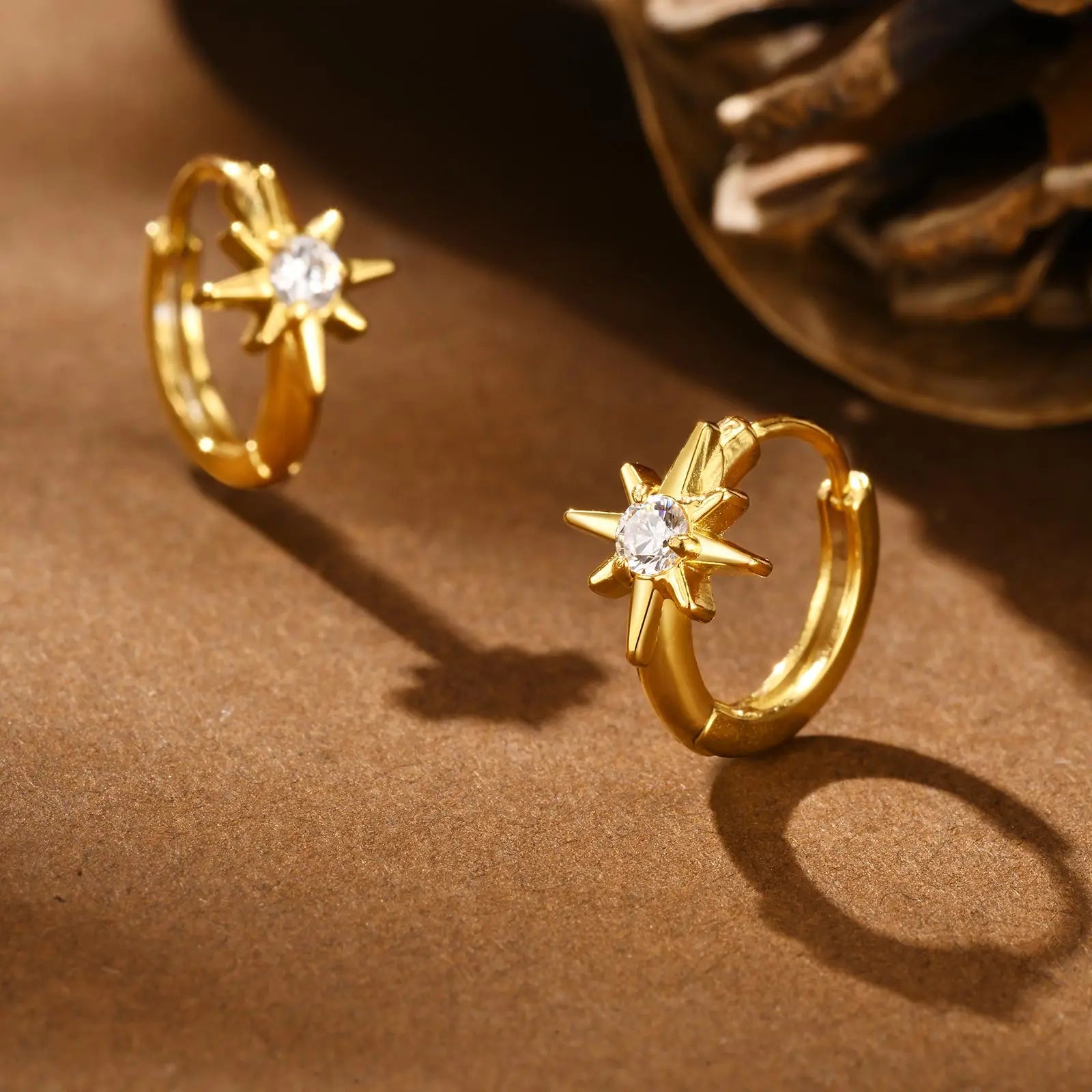Heart-Shaped Zircon Earrings for Women | Stainless Steel Gold Hoop Earrings close-up view