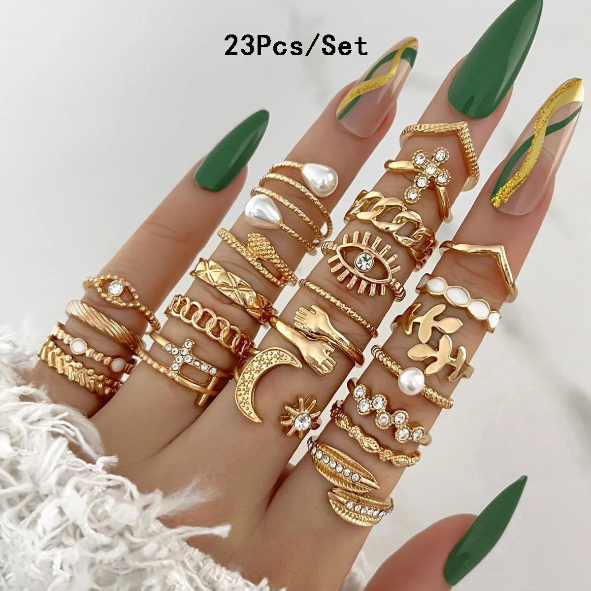 30Pcs Bohemian Geometric Knuckle Rings Set For Women Gold Silver Color Finger Ring additional angle