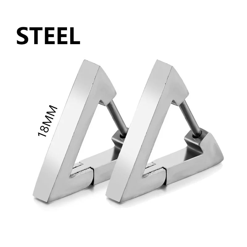 1 Pair Stainless Steel Geometric Triangle Unisex Punk Rock Earrings Women Men Pierc additional angle