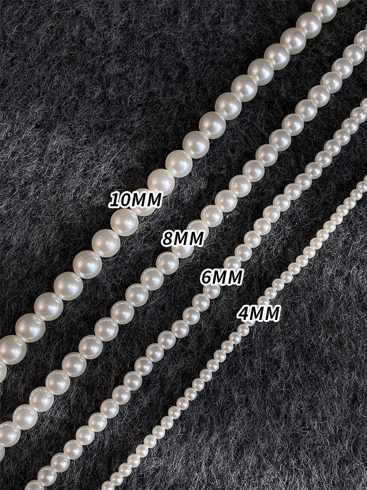 Girl’s Imitation Pearl Magnetic Round Buckle Beaded Choker Necklace | Elegant Colla additional angle