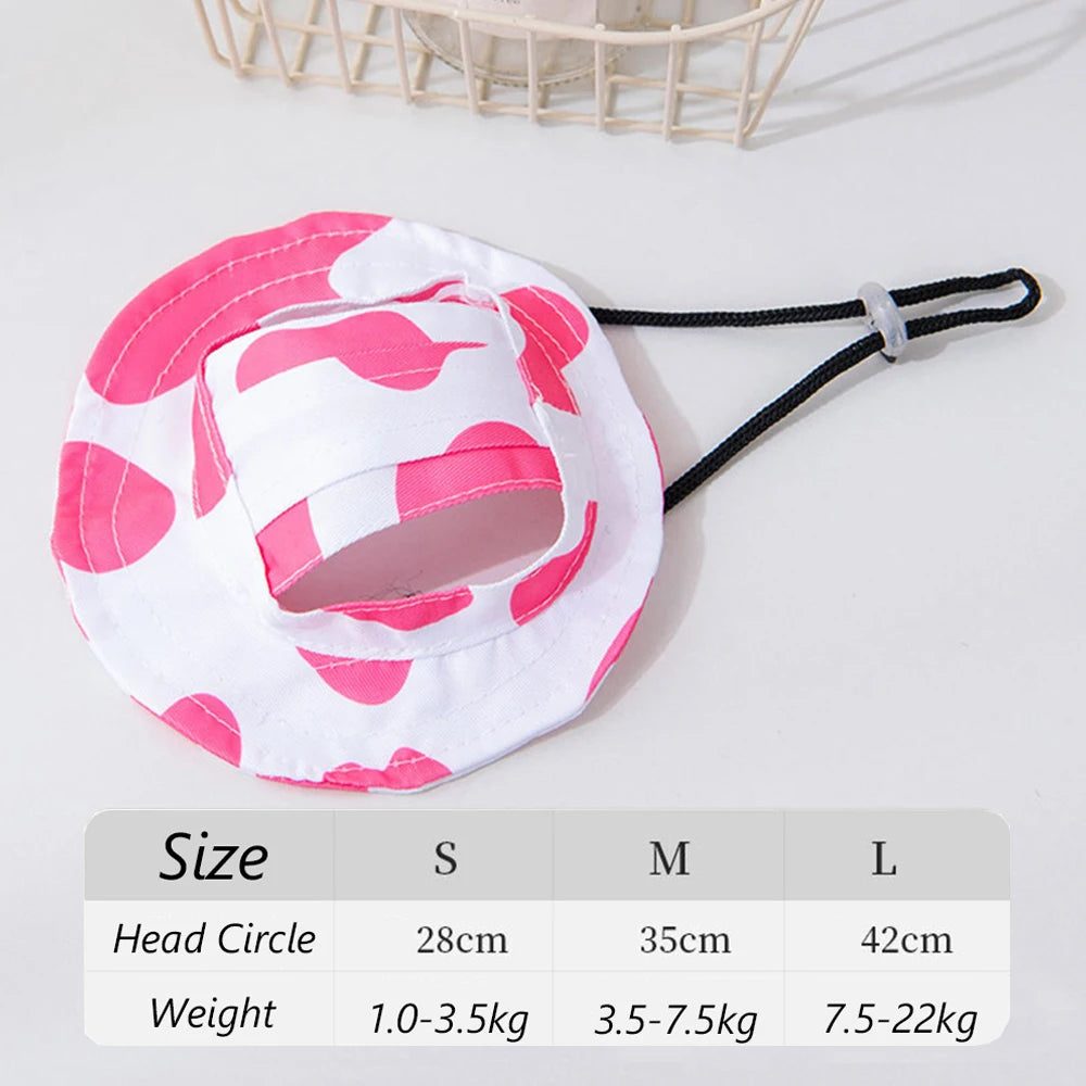 Cute Print Dog Hat for Small Medium Dogs | Adjustable Pet Cap for Pug Corgi Dachshu additional angle
