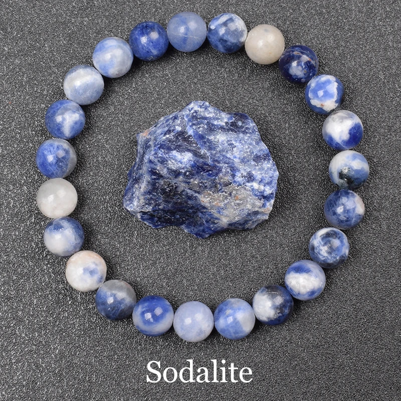 Natural Aquamarins Quartzs Beads Bracelet Women Men 6mm 8mm Sky Blue Stone Round Bead alternate view