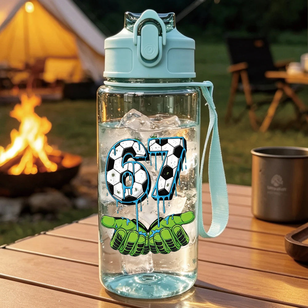 1 Piece 500ml (17 fl oz) 67 Printed Straw Cup, Summer Water Bottle, BPA Free, Portabl lifestyle view