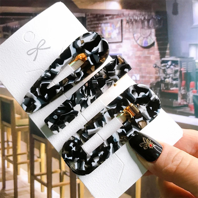 Korean Trendy Colorful Acetate 3pcs/Set Hair Clip Set Hairpin for Women Girls Barrettes detail view