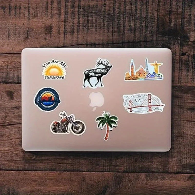 50 PVC Stickers for Laptops and Suitcases | Waterproof Vinyl Decals lifestyle view