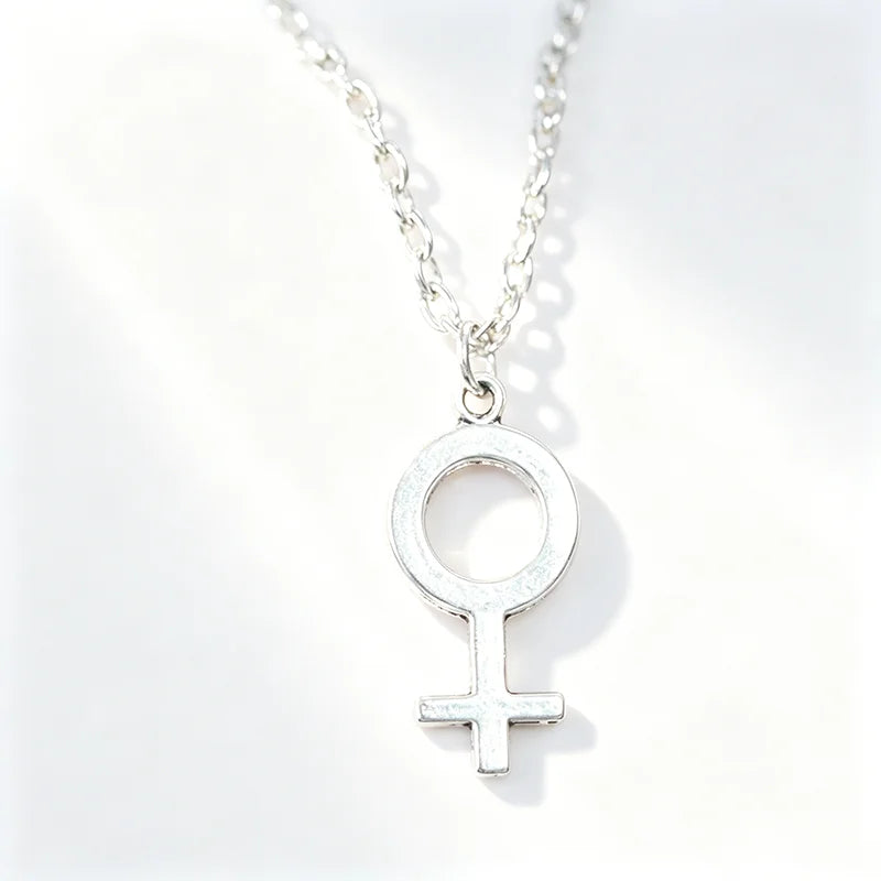 Female Symbol Pendant Necklace - Minimalist Metal Jewelry for Women and Girls additional angle