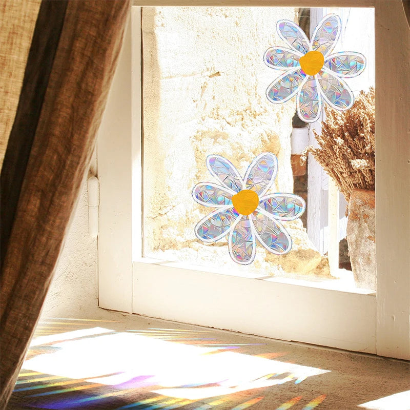 Daisy Flower Sun Catcher Stickers | Self Adhesive PVC Window Decal Suncatcher Rainbow Ma detail view