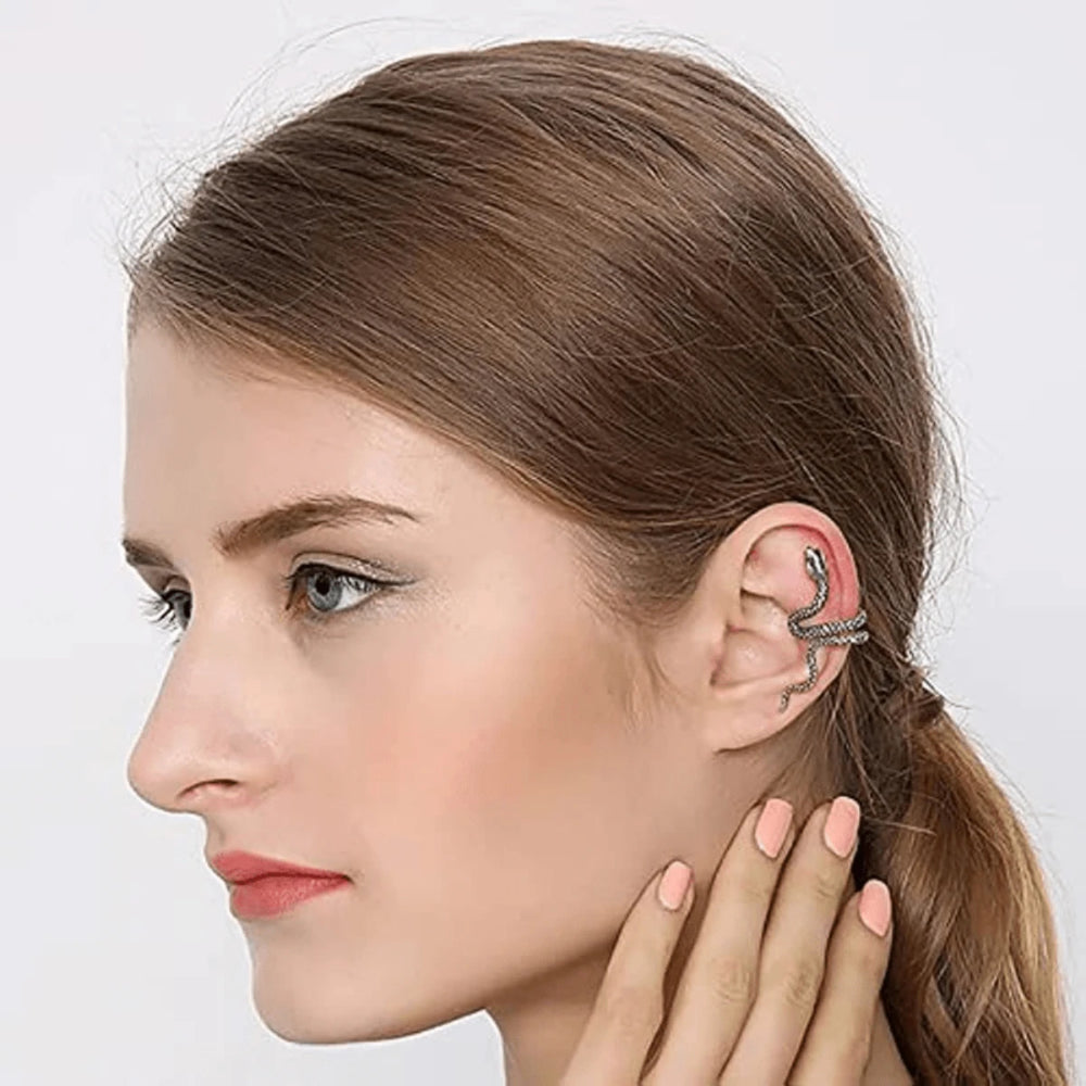 1pc Unisex Spiral Snake Ear Cuff - No Piercing Ear Wrap,Personality Open Hoop Earring alternate view