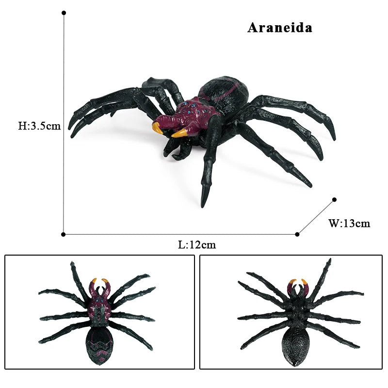 Oenux Insect Animals Model Spider Web Scorpion Bat Action Figures Figurine Miniature Cute Educational Kid Toy Halloween Gift