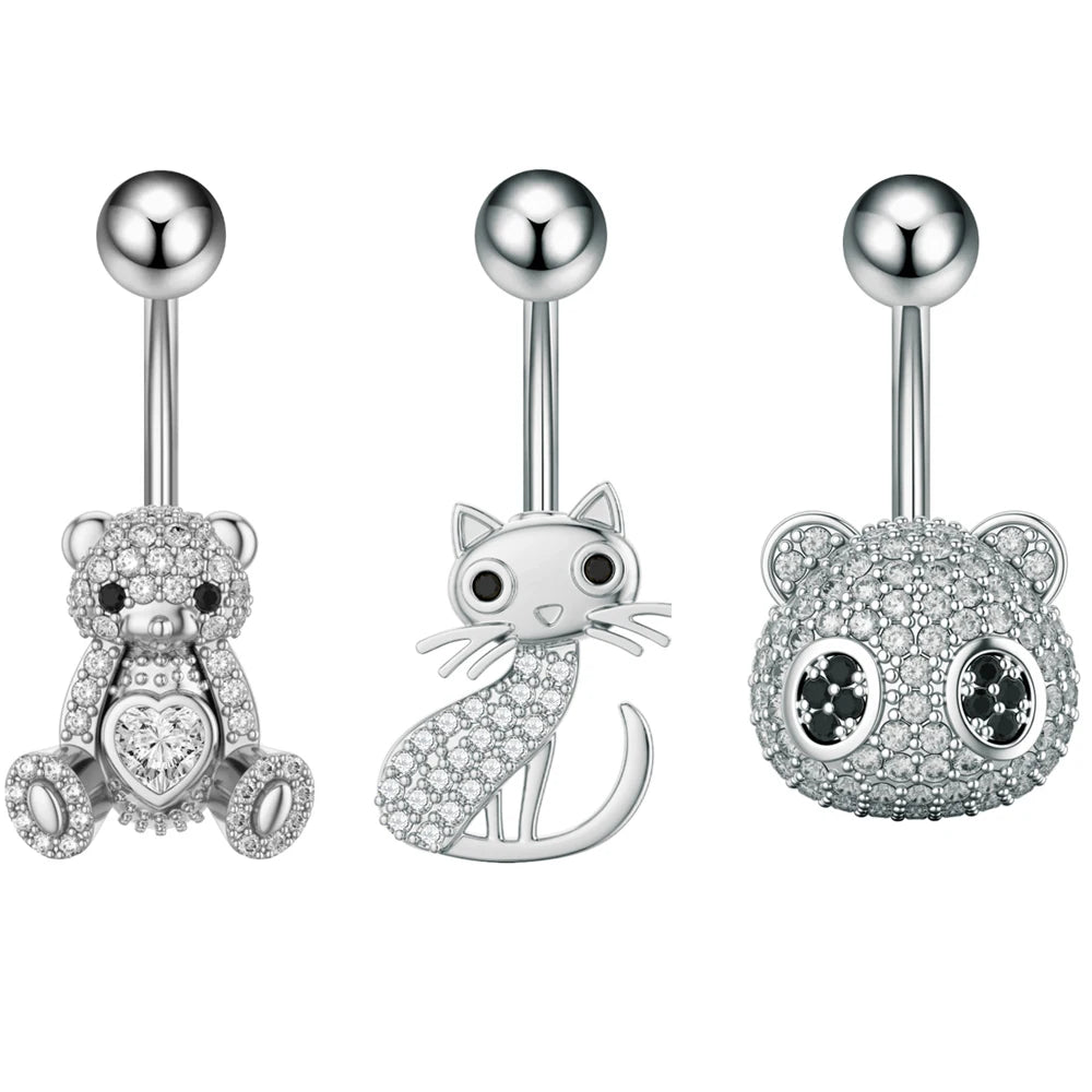 Belly Button Piercings Set Dangled Curved Navel Piercing Ombligo Pack Belly Rings Jew alternate view