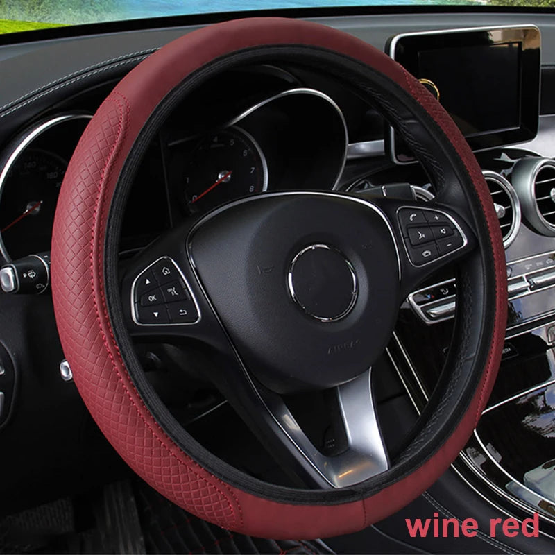 Universal Steering Wheel Cover Microfiber Leather Anti Slip 37-39cm close-up view