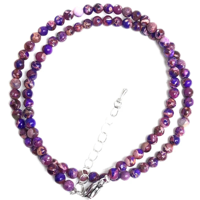 2025 Natural Stone Crystal Choker Necklace | 4mm Bohemian Adjustable Choker additional angle