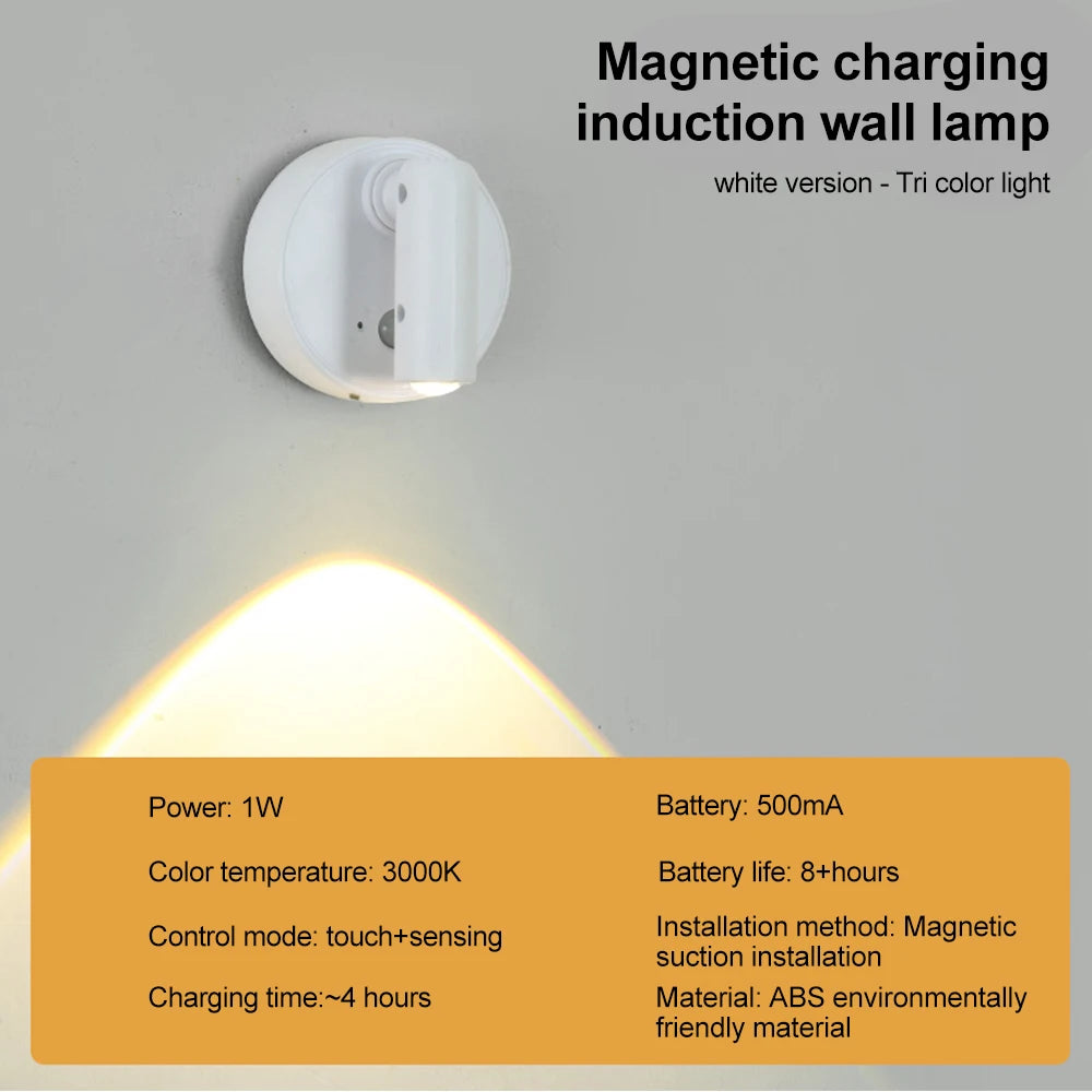 Magnetic USB Rechargeable LED Wall Light | Dimmable Touch Switch Reading Lamp alternate view